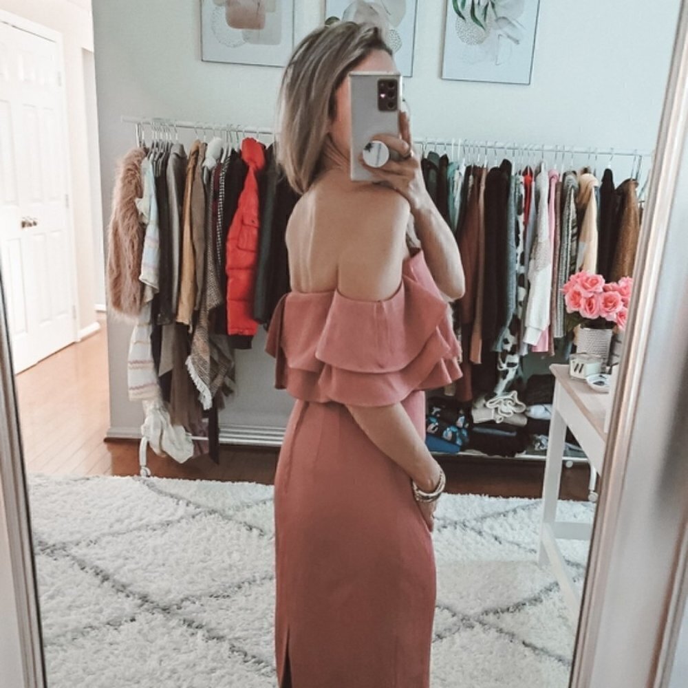 KEEPSAKE The Label Dress Size M No Reason Ruffle Off The Shoulder NWT - Picture 2 of 16